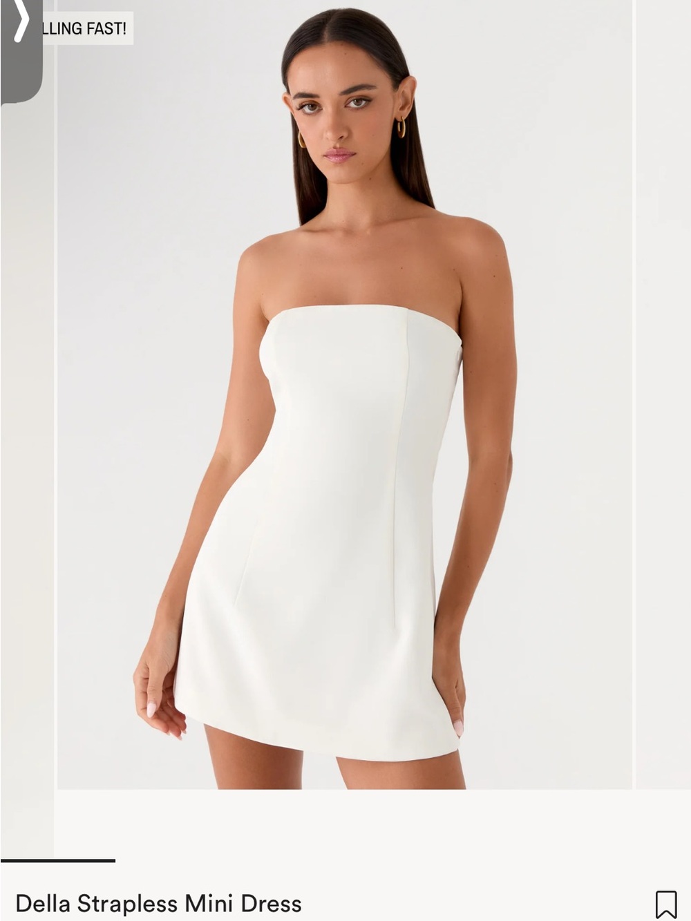 Peppermayo Della Strapless Mini Dress in White
